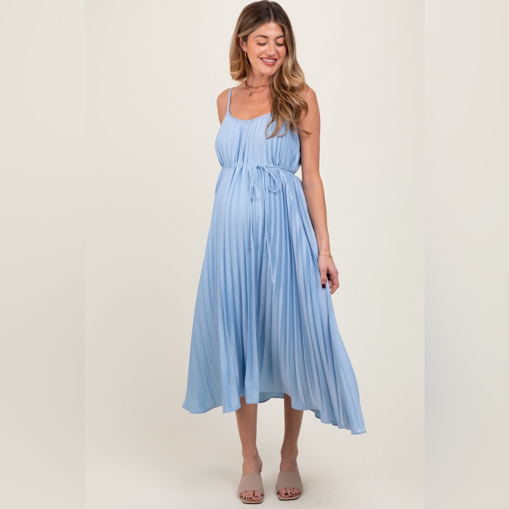 Pinkblush spaghetti strap Pleated midi Dress nwot - Picture 1 of 5